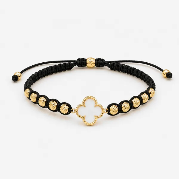 Pulsera Tejida Trébol en oro 18K