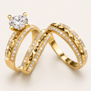 Set Anillo de Compromiso y Argollas de Matrimonio